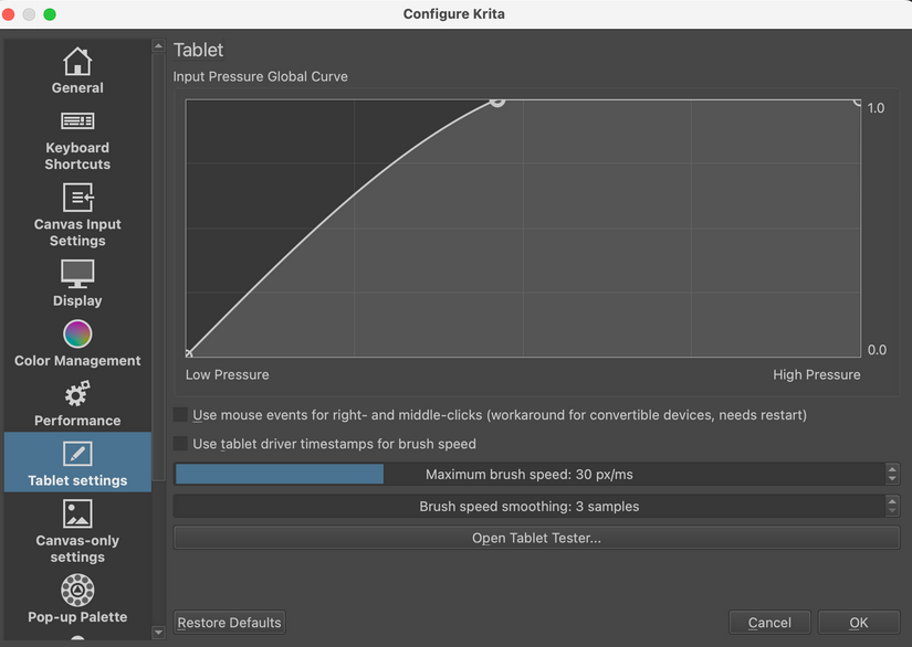 Pen Preassure Settings For Krita