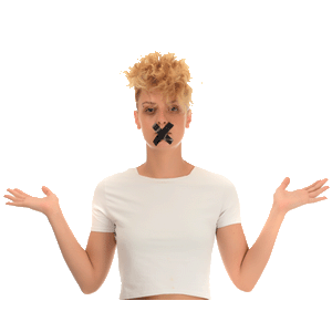 Girl With Tape Over Her Mouth