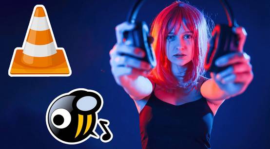 A woman headphones and staring at you intensley